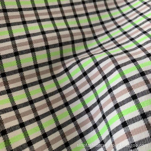 Polyester Viscose Checks Fabric High Stretch